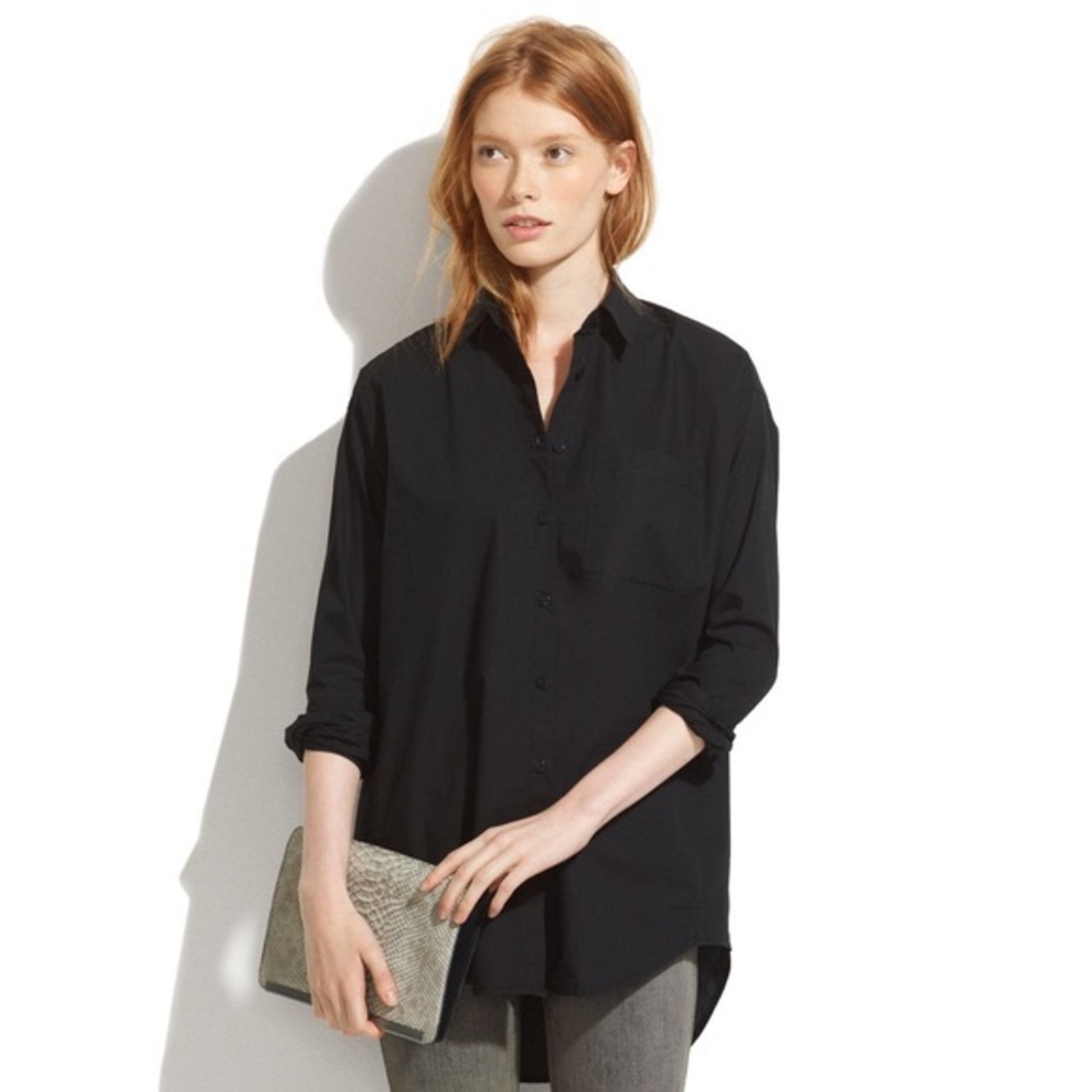Madewell XS Oversized Button-Down Blouse Black